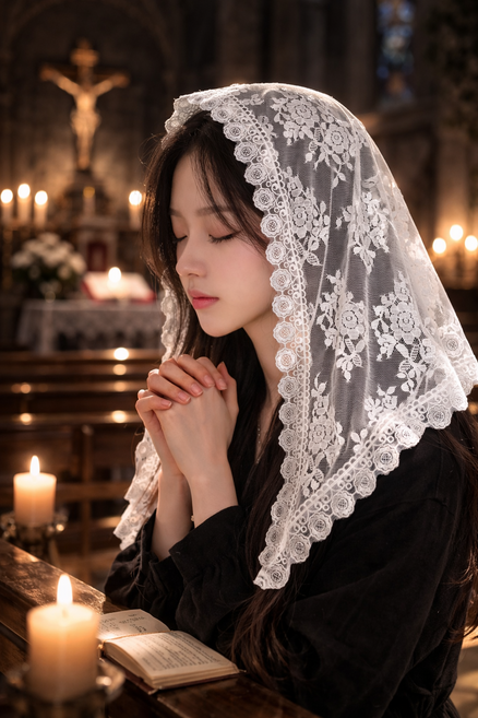 안나네 카톨릭 천주교 미사보 - 인견 (2)국내제작, 1개, 2번