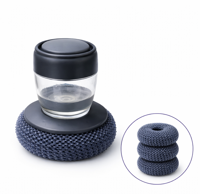 노스크래치 투인원 일체형 다용도 요술수세미솔 본품+리필3개, 1개, 그레이