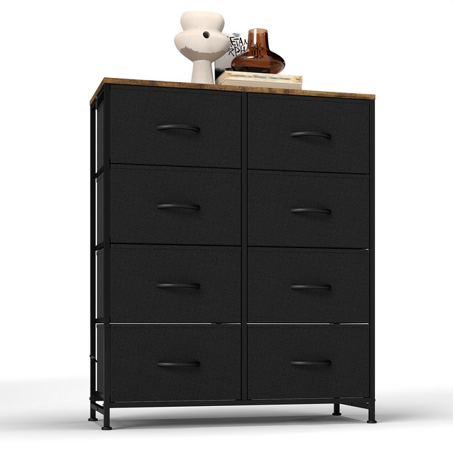 소웰홈 패브릭 4단8문 옷 수납장, 8단, 블랙