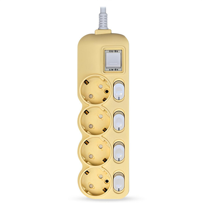 에코파워탭 국내 제조 개별 과부하차단 4구 컬러 멀티탭, 1m, 크림바닐라, 1개