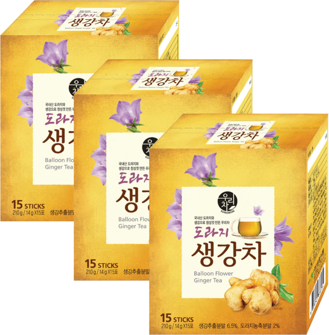 송원 우리차 도라지생강차 분말스틱, 14g, 15개입, 3개