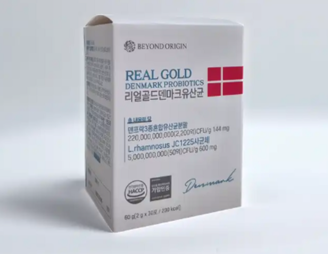 리얼 골드 덴마크 유산균 (50억) 30 포 포스트바이오틱스 비욘드 오리진 장 건강, 4박스