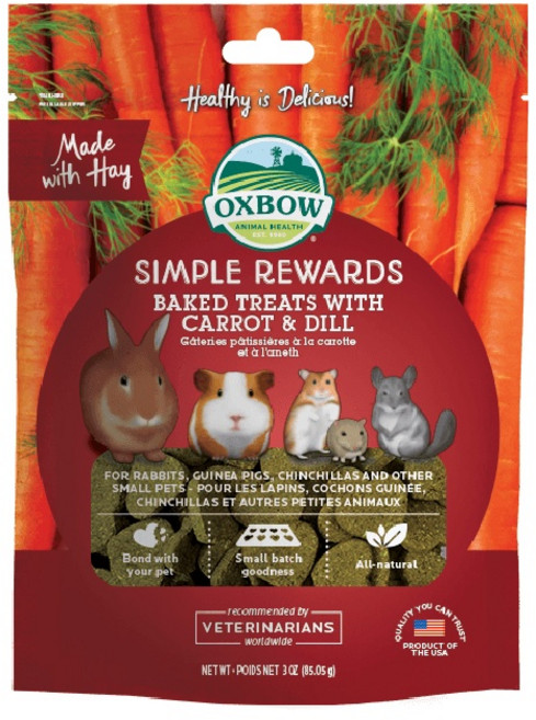 OXBOW 小動物牧草烘焙點心 紅蘿蔔時蘿口味 兔子天竺鼠龍貓適用 獸醫推薦, 紅蘿蔔時蘿牧草烘焙零食, 1個