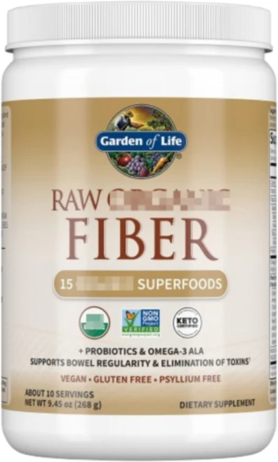 식이섬유 로우 RAW Fiber 화이버 아마씨 퀴노아 새싹 가든 Garden 오브 Life 스몰 싸이즈 268그램, 268g, 1개 - 쿠팡
