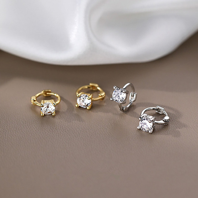 아이루리 블링 프로포즈 원터치 링귀걸이 실버925도금 골드+실버 심플 베이직 데일리 이어링