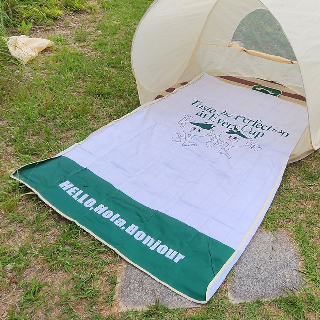 PVC 방수 방습 디자인 피크닉매트 돗자리, 그린홀라컵