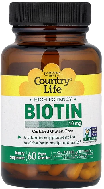 컨트리라이프 비오틴 10mg 비건 캡슐, 60정, 1개 - 쿠팡