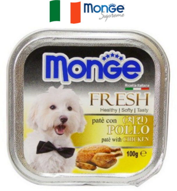몬지 사각캔 강아지 캔간식 통조림 습식 영양간식, 6개, 치킨