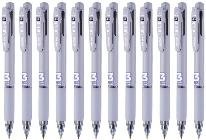 모나미 플립3 멀티펜 0.7mm, 라벤더(블랙 + 블루 + 레드), 12개