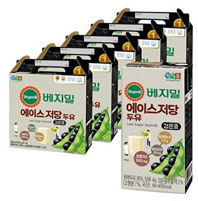 베지밀 에이스 저당 두유 190ml x 80팩, 80개