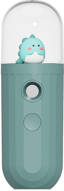 귀염둥이 나노 수분 공급기 USB 핸디형 콜드 스프레이 미니 가습기 페이스 스프레이, 작은 공룡-녹색, 하나