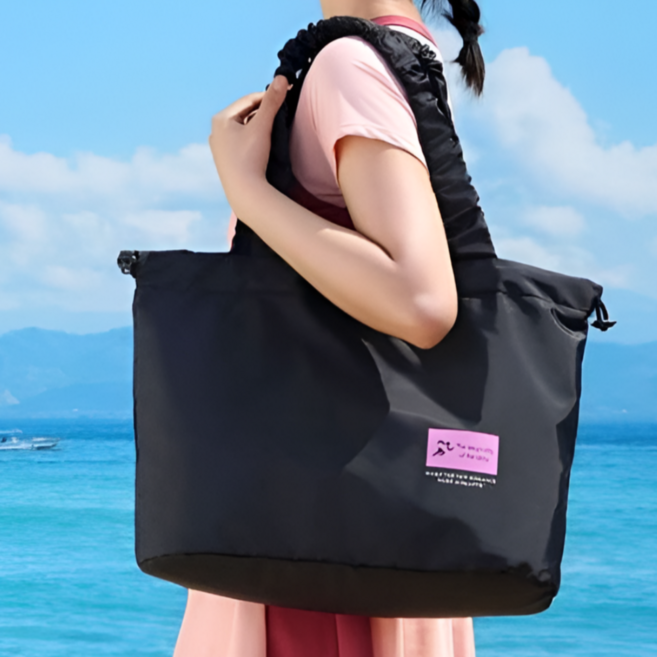 데이그린 마카롱 방수 수영 가방 비치백, 블랙