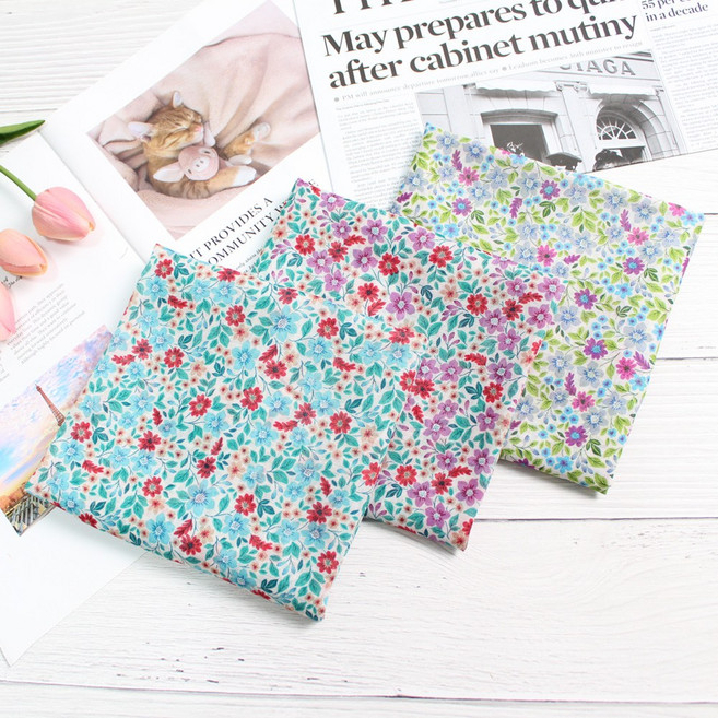 여성손수건 국산 가제 면 쁘띠 목손수건 플라워 꽃무늬 3장 1세트