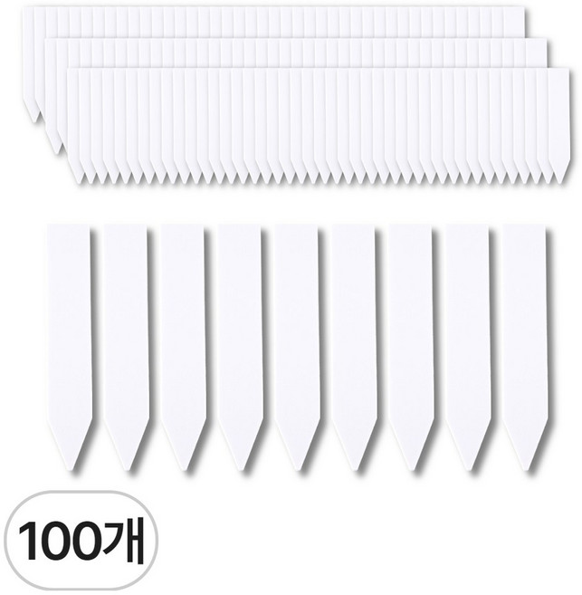 쵸록101 두꺼운 일자형 식물 이름표 대형 100개 10cm, 화이트