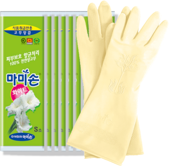 마미손 고무장갑 소형 (S) 미니 화이트 x 10개, 아이보리, S
