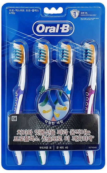 프로플렉스 부드러운모 칫솔 4개입 큰헤드 파워팁 칫솔모