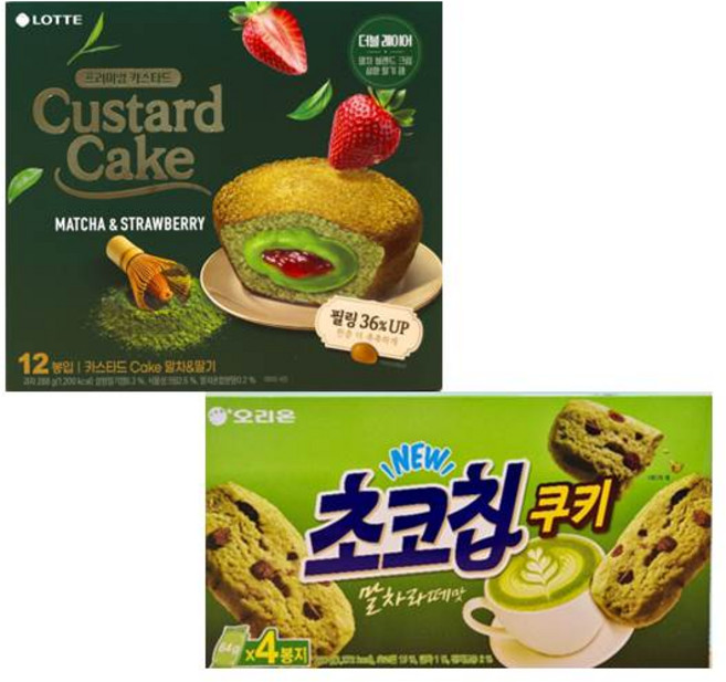 2026 신상과자 카스타드 말차딸기 288g + 초코칩쿠키 말차라떼 256g