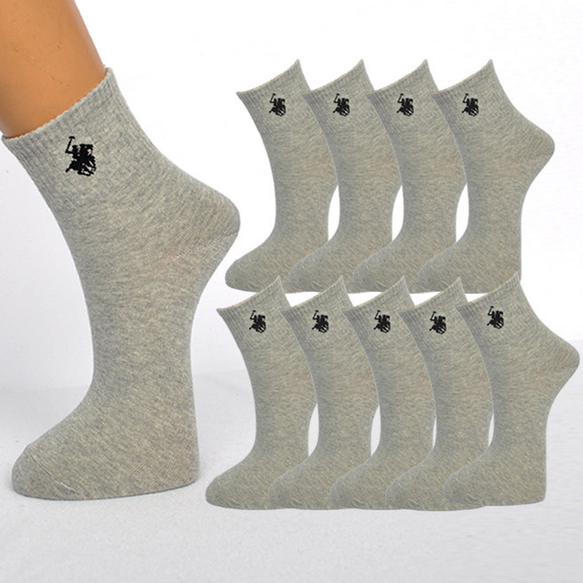 비버리힐스폴로클럽 남성용 중목 로고 양말 10켤레