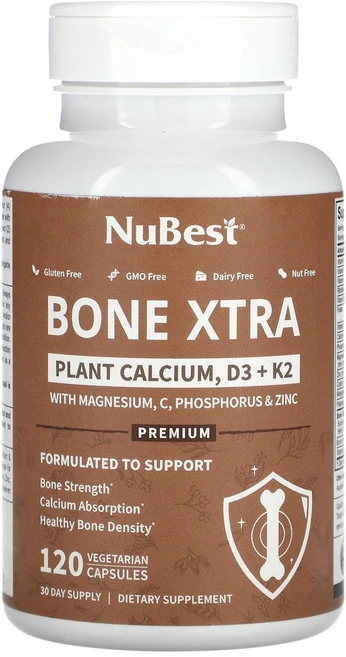 누베스트 본 엑스트라 스트렝스 식물성 칼슘 D3 + K2 베지테리안 캡슐, 1개, 120정 - 쿠팡
