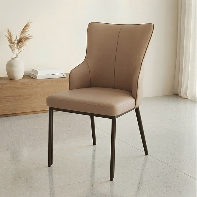 BOYD 皮革餐椅 人體工學高背包覆椅, 卡其色 (D473-A), 1件
