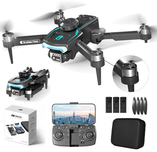 HHSSL F169 6K 브러쉬리스 모터 듀얼 카메라 시각 포지셔닝 자동 장애 회피 접이식 입문용 드론(총 45분의 비행 시간), 블랙(3개 배터리), 1개