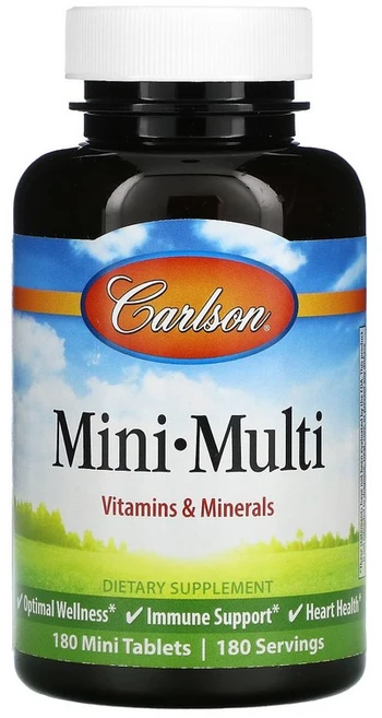 칼슨 미니 멀티 비타민 미네랄 철분 없음 180정, 1개 - 쿠팡