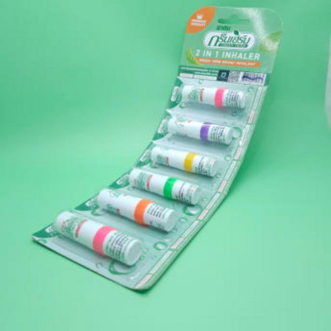 태국 야돔 그린허브 브랜드 인헤일러 INHALER 6개 코밤 코스프레이 코뻥 코건조 코막힘 비염