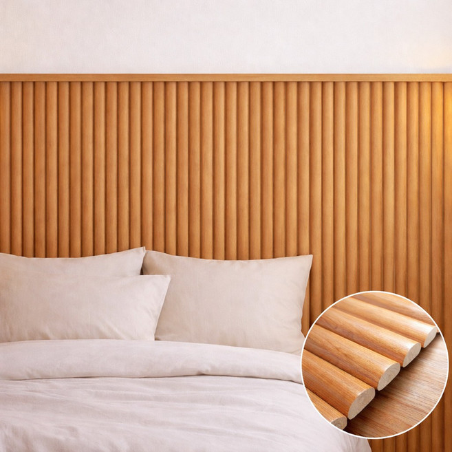 데코앤필름 붙이는 PS 템바보드 반달 습기에 강한 접착식 DIY 셀프 인테리어 패널, 네츄럴오크 120cmx120cm, 1개