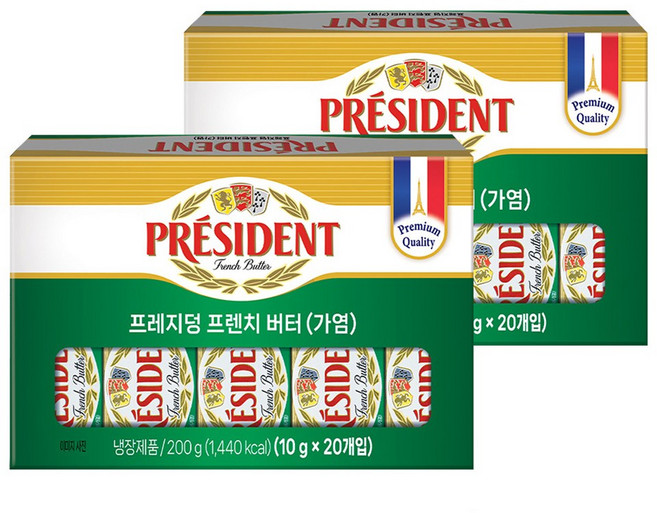 프레지덩 미니 포션 가염 버터, 2개, 200g