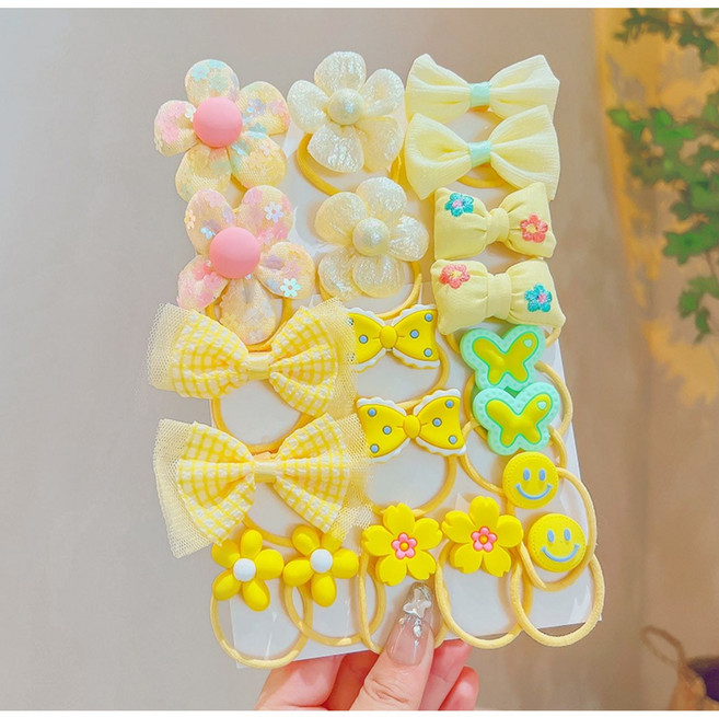 여아용 탄성 헤어 밴드 세트 20개., 20개, 옐로우