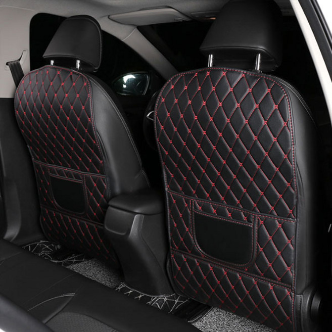 차량용 가죽 킥매트 발차기방지 백커버 보호커버 대형, F85대형(블랙+베이지), 1개