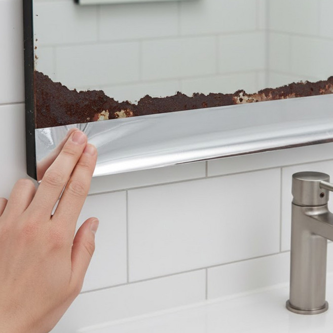 하루모음 녹슴방지 욕실 거울 녹보수 시트지 테이프, 실버