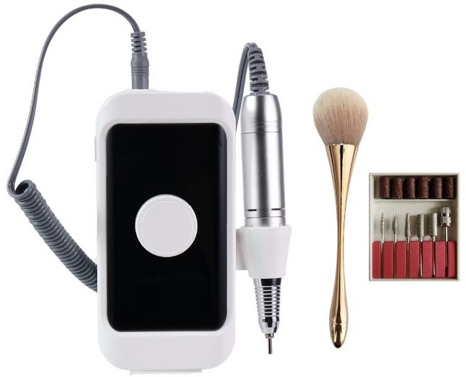 YINUO 네일 드릴 머신 전기 네일 관리기 젤네일 제거 USB충전식, 화이트, 1개