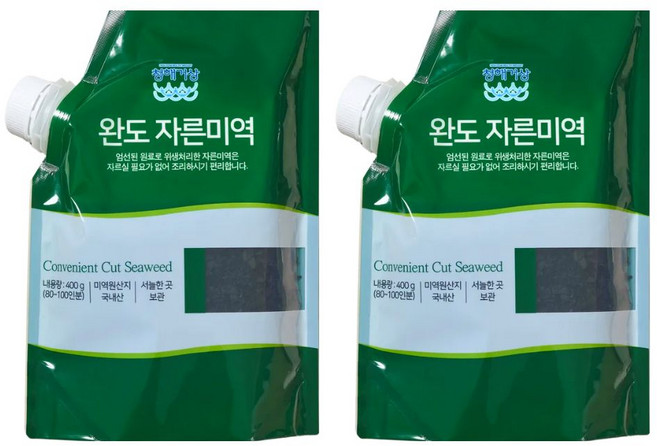 [청해거상] 유기인증 완도 자른미역 400g X 2봉 산지직송 건미역, 2개
