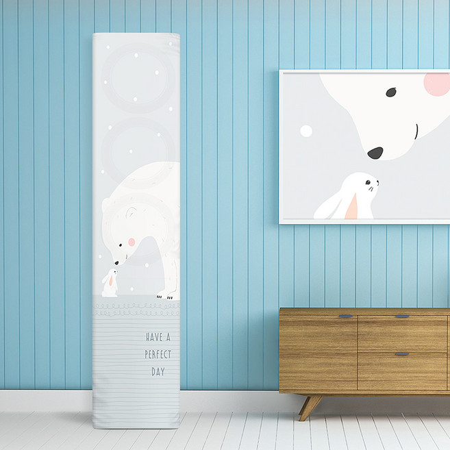 에어컨커버_스탠드 벽걸이 덮개 원형 사각 가정용 스판 보관 먼지차단 보호카바 삼성 무풍 엘지 휘센 LG, 러블리베어, 스탠드형 사각일반