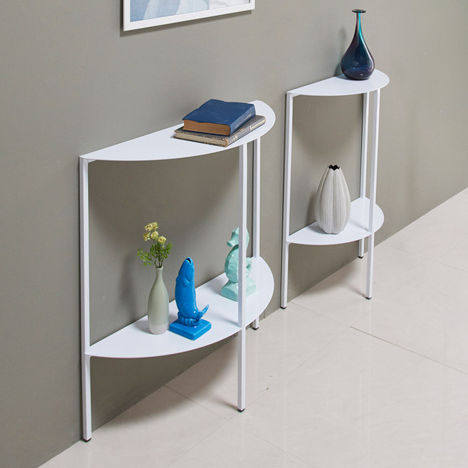 젠토리 반달 현관 복도 콘솔테이블, 화이트+중형