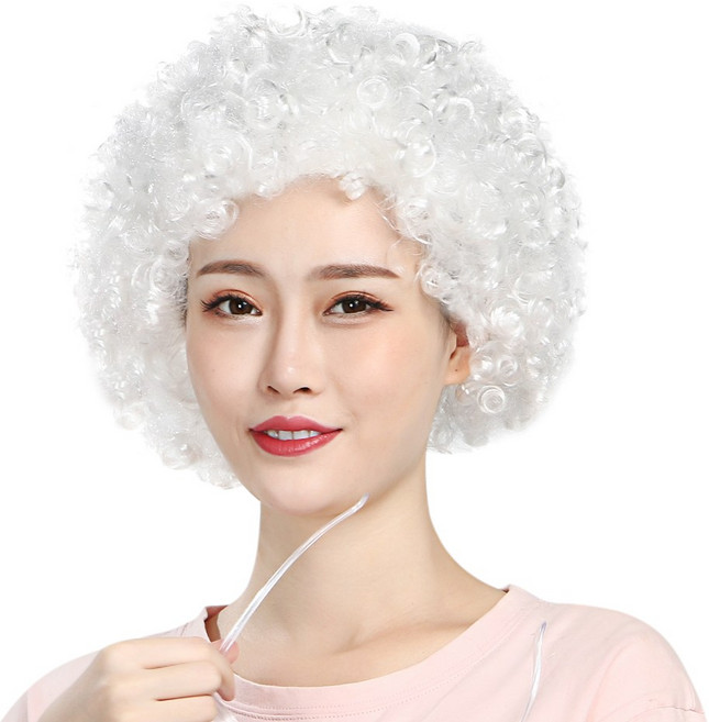 도매파티 뽀글이 가발-파티 파마 코믹 코스프레, 뽀글이 흰색, 1개