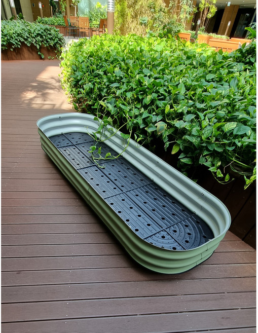 옥상 실내용 상자텃밭 조립식틀밭 베란다 플랜트박스 대형화분 롤링가든베드 RGB 1020, 화이트, 198x61x23(바퀴X), 1개