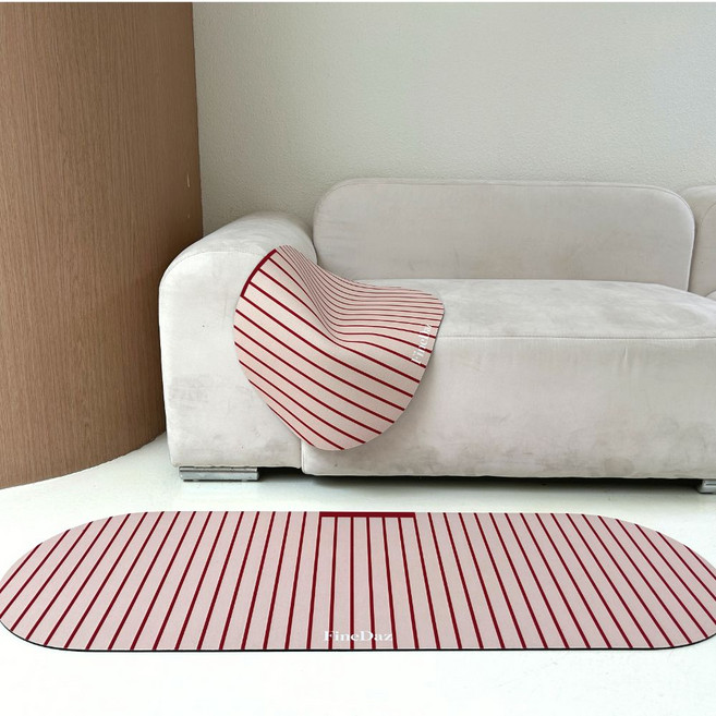 파인다즈 2종세트 모던 스트라이프 빨아쓰는 규조토 발매트, 1세트, 베이지