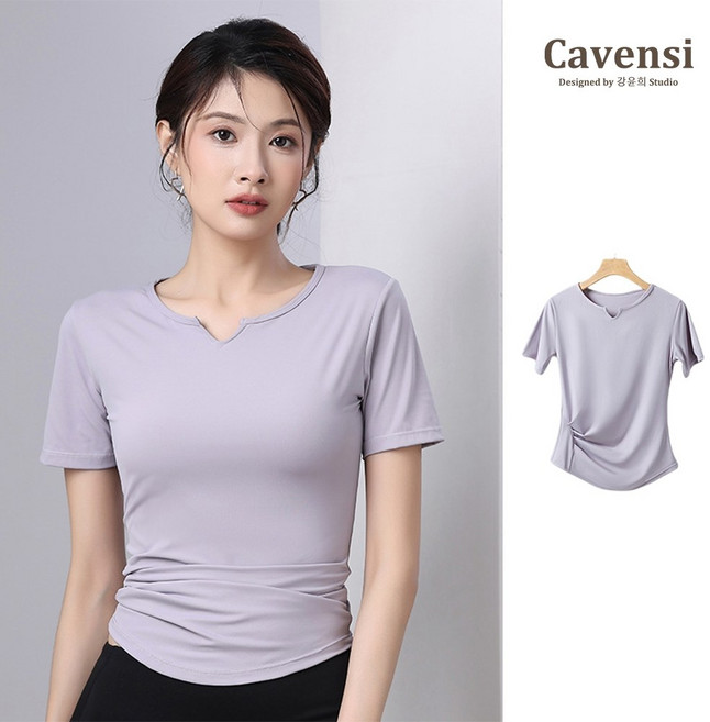 Cavensi 運動上衣 瑜珈服 大尺碼 短袖 排汗衫女