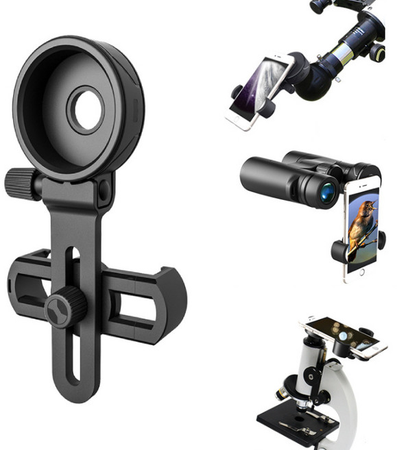 업그레이드버전 망원경 핸드폰 아답타 거치대 현미경 스마트폰 연결 어댑터 쌍안경 클립 브라켓 홀더 마운트 사진 장비, 1개, Black