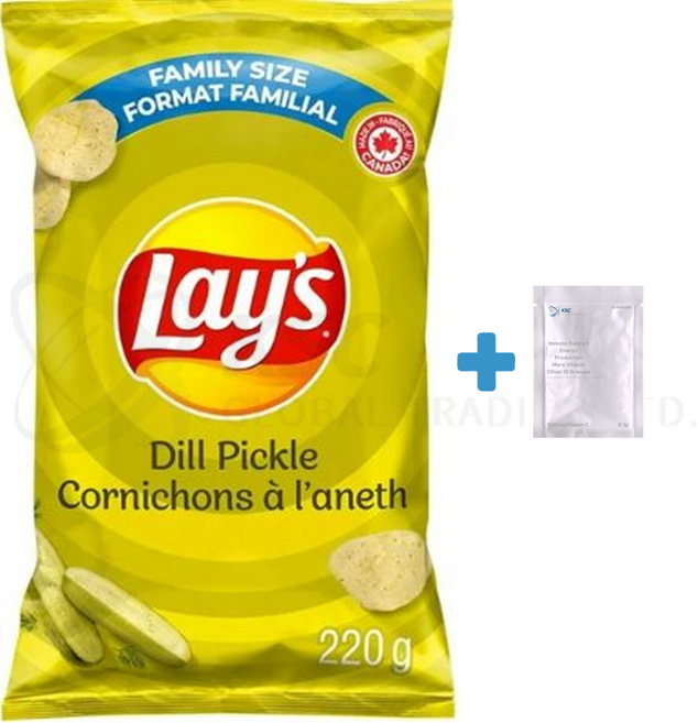 캐나다 레이즈 딜 피클 맛 감자칩 220g+멀티비타민 1개 세트상품 Lay's Dill Pickle flavoured potato chips, 220g
