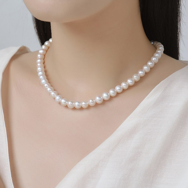 진주모아 미니 천연 담수 진주목걸이 원형 라운드 5mm 8mm