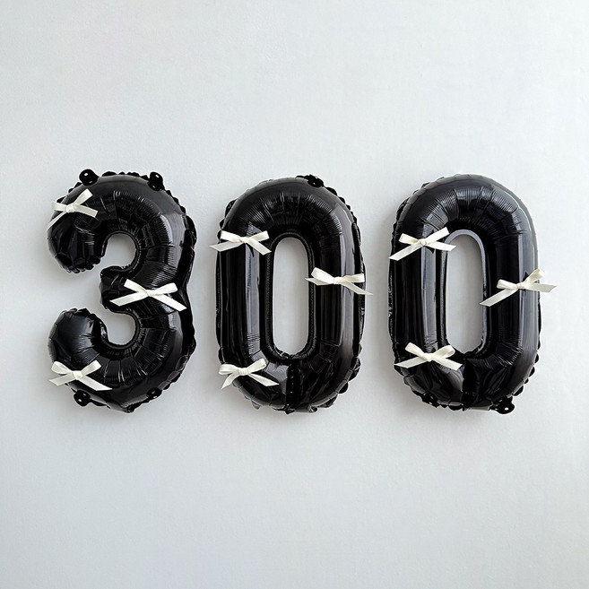 파티몬 블랙 숫자 풍선 발레코어 리본 셀프 백일 촬영 소품 용품, 1개, 3. 블랙숫자풍선+리본세트-300