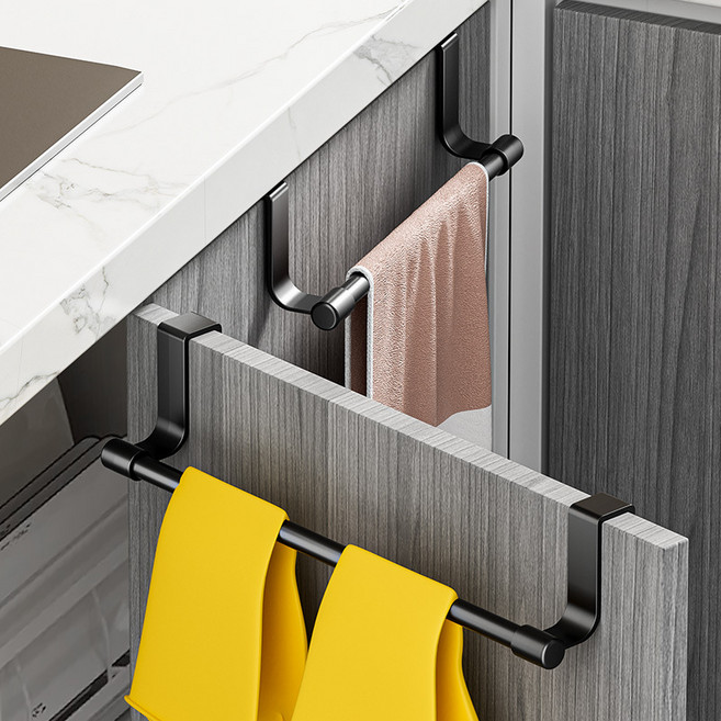 주방 스테인레스 행주걸이 싱크대 행주거치대 수건걸이 욕실 주방 정리 거치대, 1개, 블랙