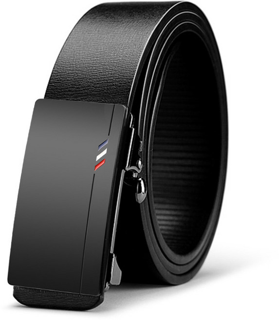 남성용 벨트 자동 버튼 디자인 가죽 소재 허리 착용에 적합합니다.