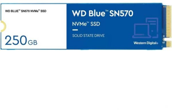 웨스턴 디지털 500GB WD Blue SN570 NVMe 내장 솔리드 스테이트 드라이브 SSD Gen3 x4 PCIe 8Gbs M.2280 최대 3500MBs WDS500G3, 250GB