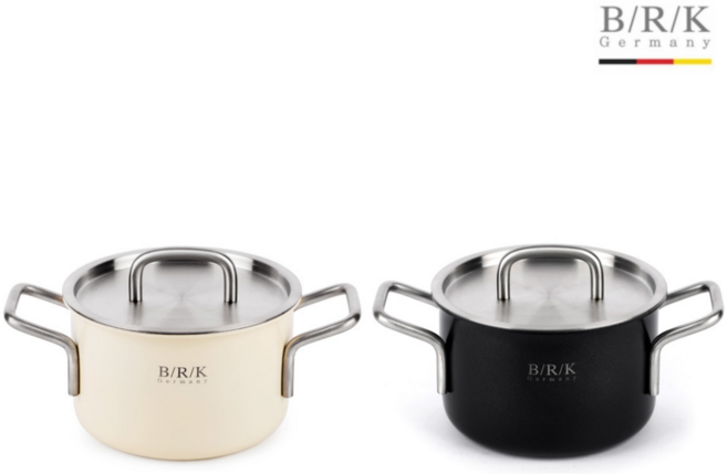 BRK 통5중 스텐 냄비 코팅 세라믹냄비 인덕션용 노르딕 크림화이트 양수 16cm, 편수18cm, 1개