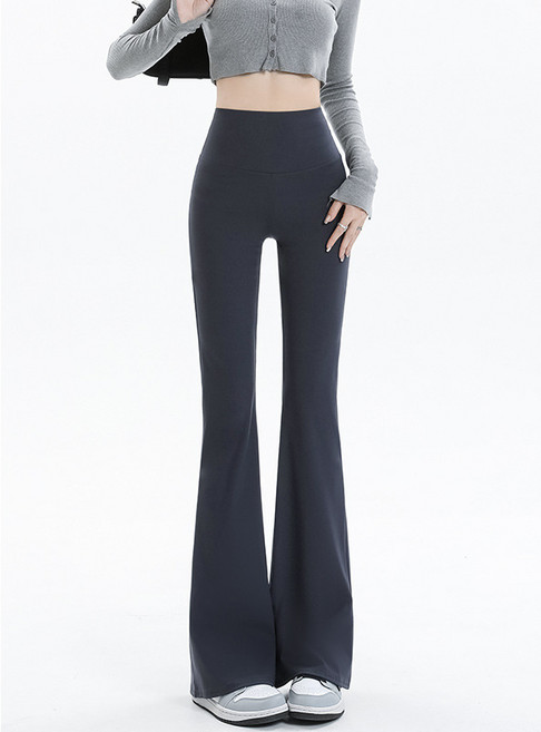 LadyShare 韓版墜感高腰顯瘦喇叭褲 瑜珈褲 長褲 休閒拖地褲 顯腿長 落地寬褲