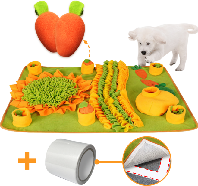 페티풀 당근농부 강아지 노즈워크 간식놀이 매트 대형 + 카펫트 고정 테이프 세트, 혼합색상, 1개